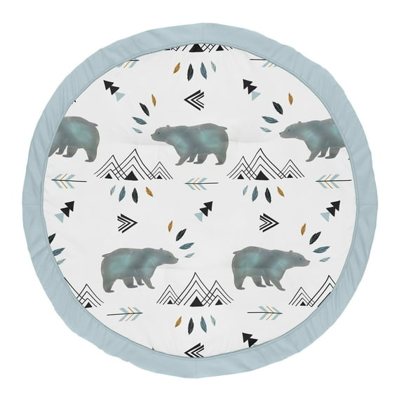 Sweet Jojo Designs Bear Mountain Blue Black and White Baby Play Mat