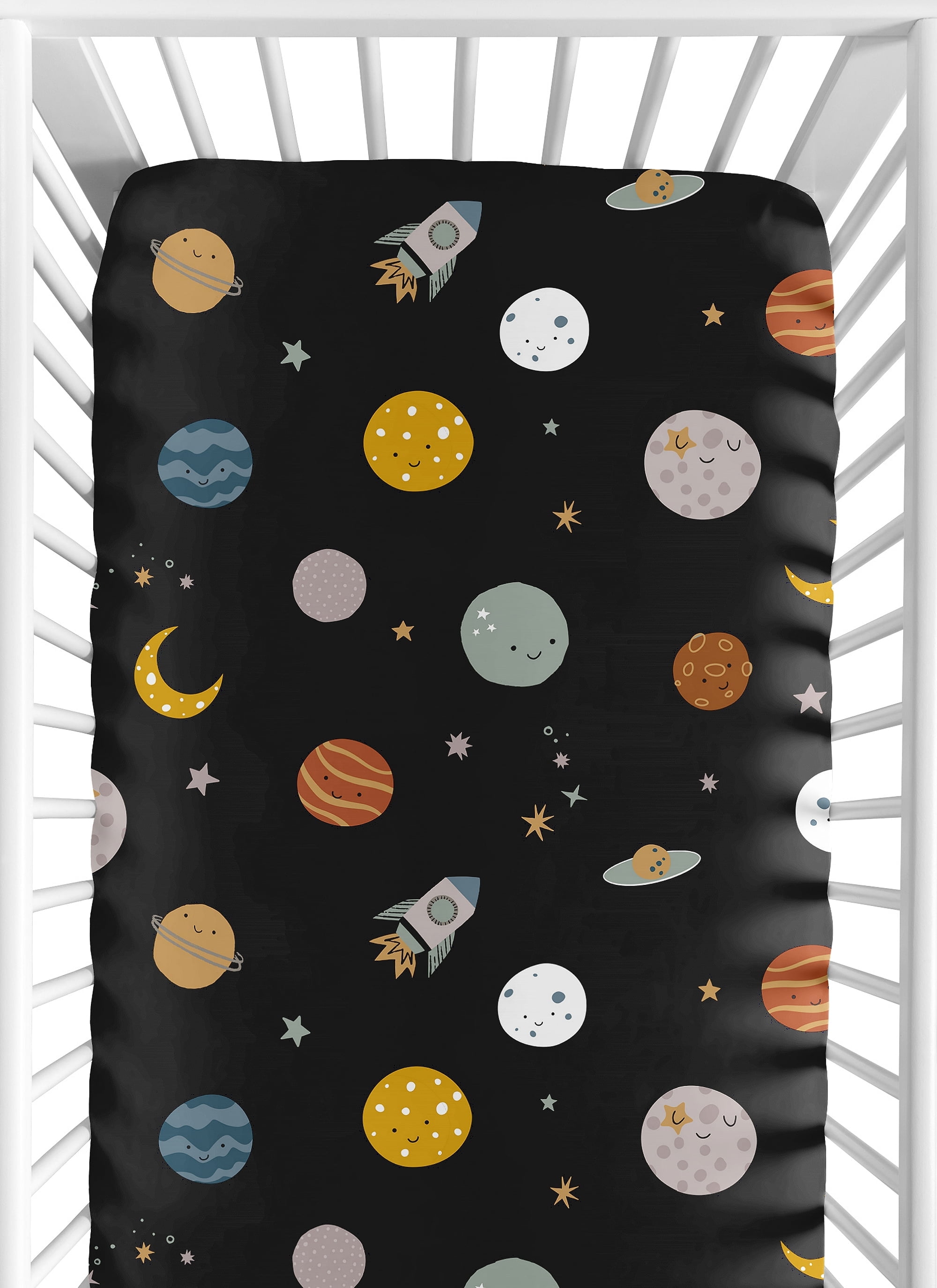 Sweet Jojo Designs Black Space Galaxy Boy Fitted Crib Sheet