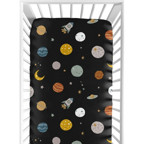Sweet Jojo Designs Black Space Galaxy Boy Fitted Crib Sheet