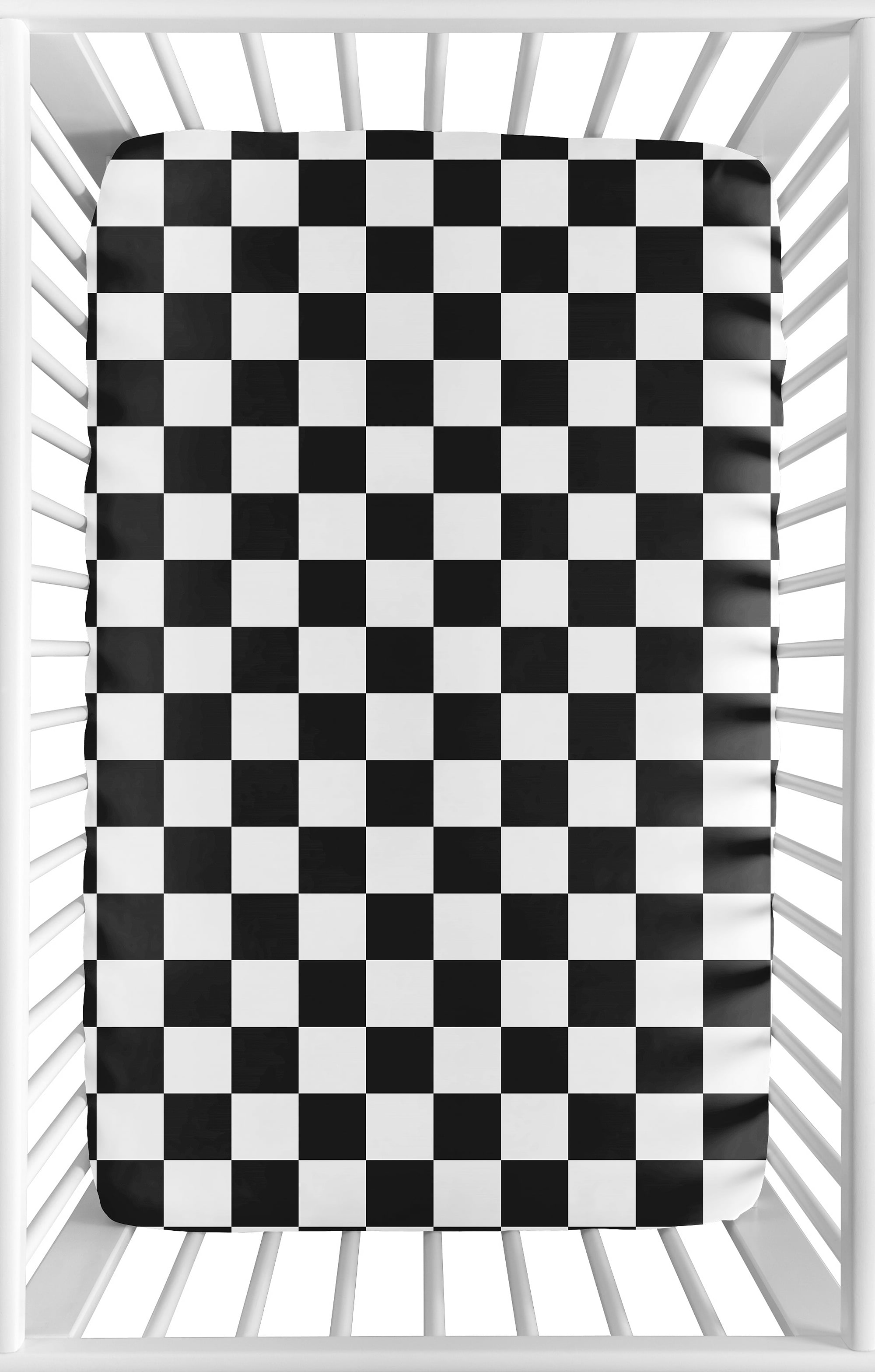 Sweet Jojo Designs Black and White Gingham Checkered Plaid Boy, Girl, Unisex/Gender Neutral Mini Fitted Crib Sheet