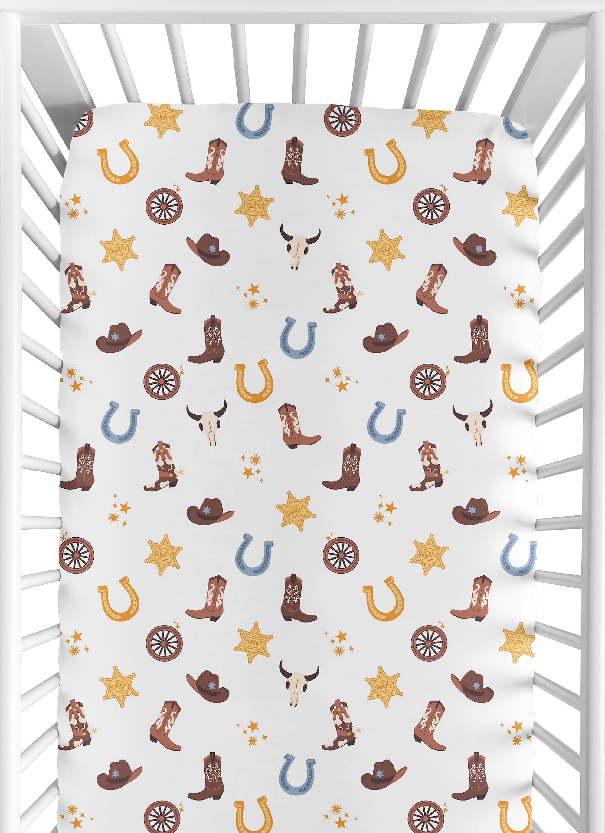 Sweet Jojo Designs Blue Wild West Cowboy Boy Fitted Crib Sheet