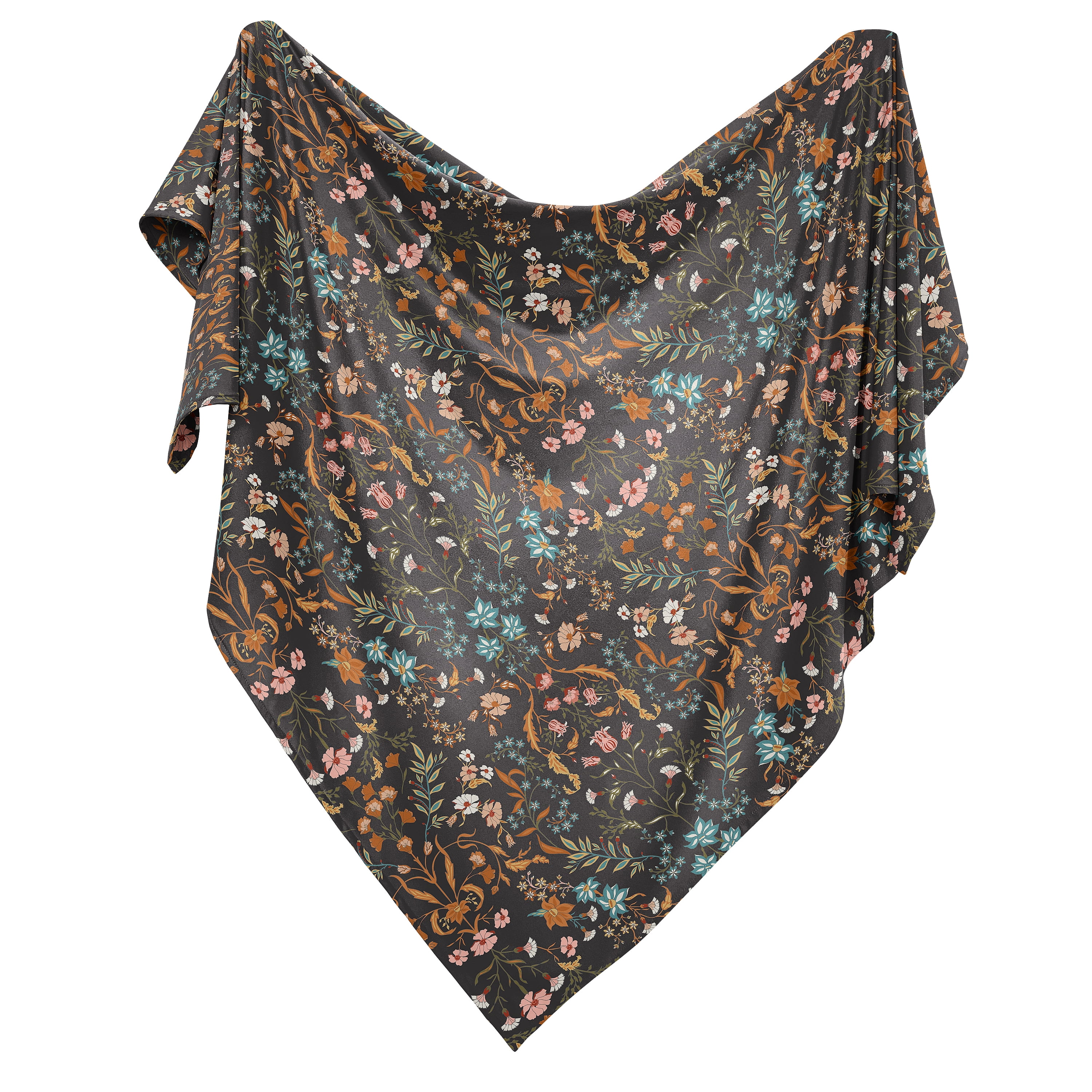 Sweet Jojo Designs Boho Floral Wildflower Black and Orange Girl Swaddle Blanket