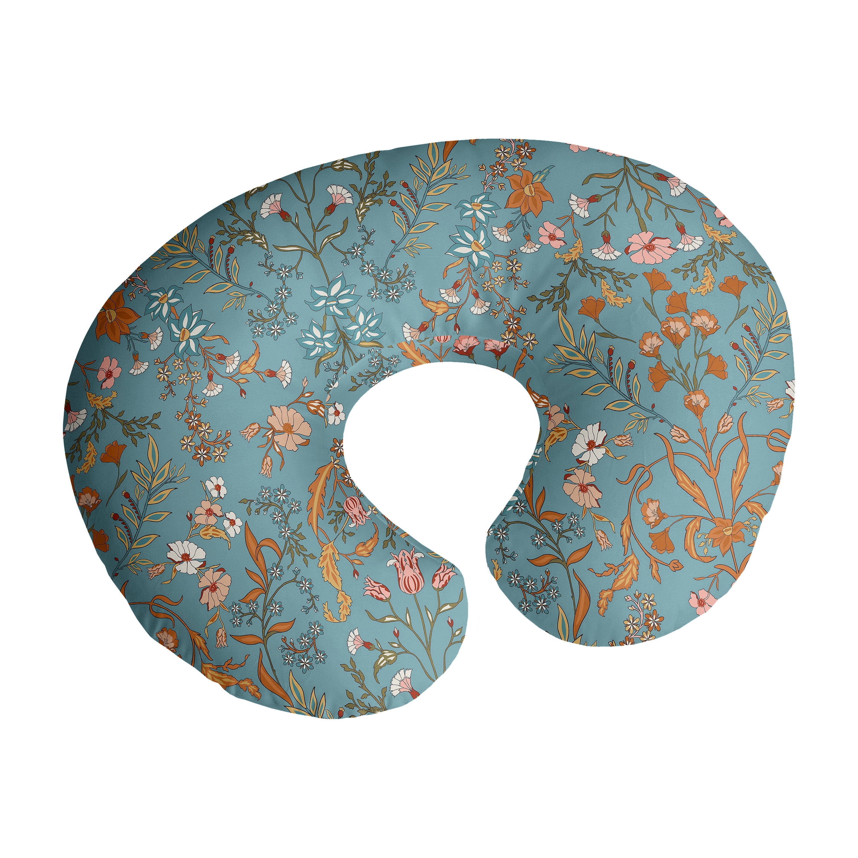 Sweet Jojo Designs Boho Floral Wildflower Blue and Orange Girl Nursing Pillow Cover Case (Pillow Not Included)