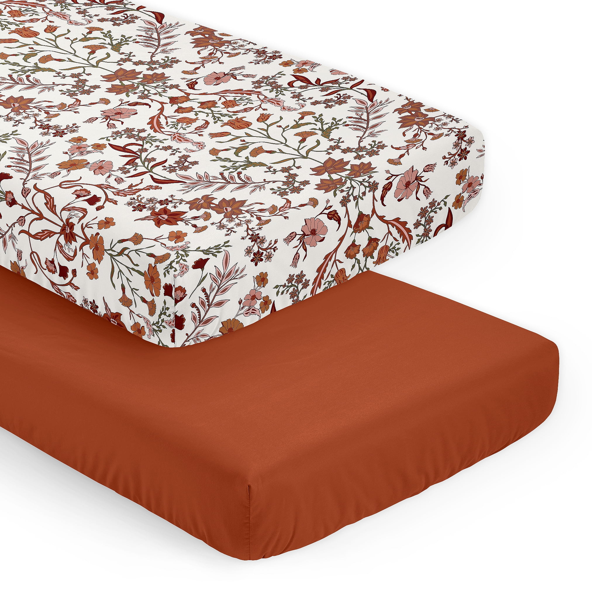Sweet Jojo Designs Boho Floral Wildflower Girl Fitted Crib Sheets Set 2 Piece