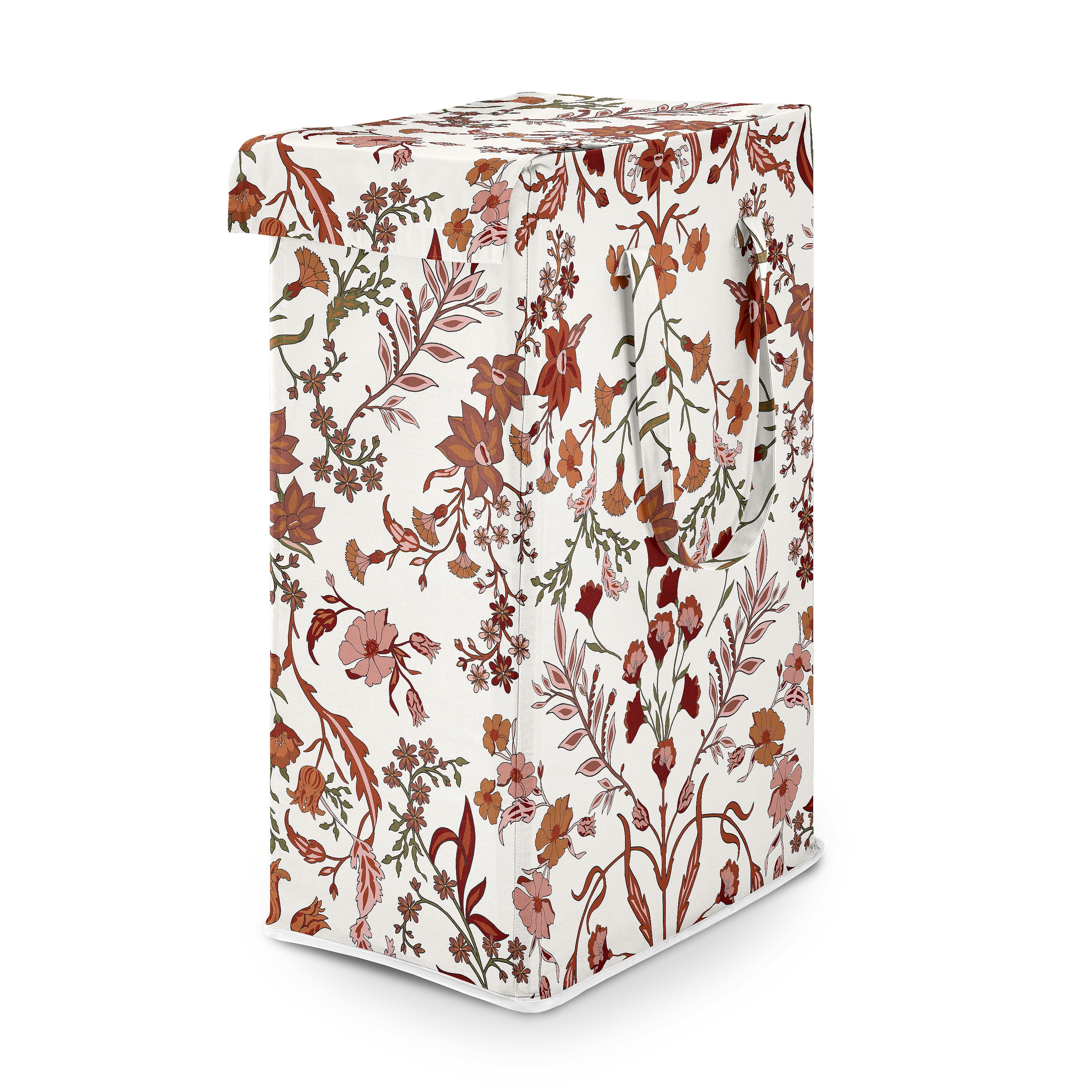 Sweet Jojo Designs Boho Floral Wildflower Rust Orange and Ivory Girl Foldable Laundry Hamper with Handles