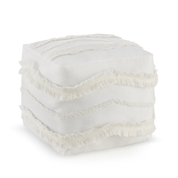 Sweet Jojo Designs Boho Fringe Ivory Unstuffed Ottoman Pouf Cover