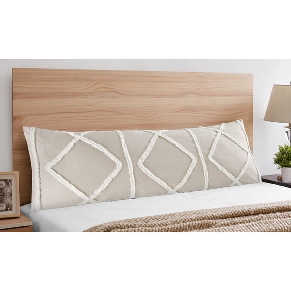 Sweet Jojo Designs Boho Fringe Linen Taupe Ivory Body Pillow Cover Case 54x20 (Pillow Not Included)