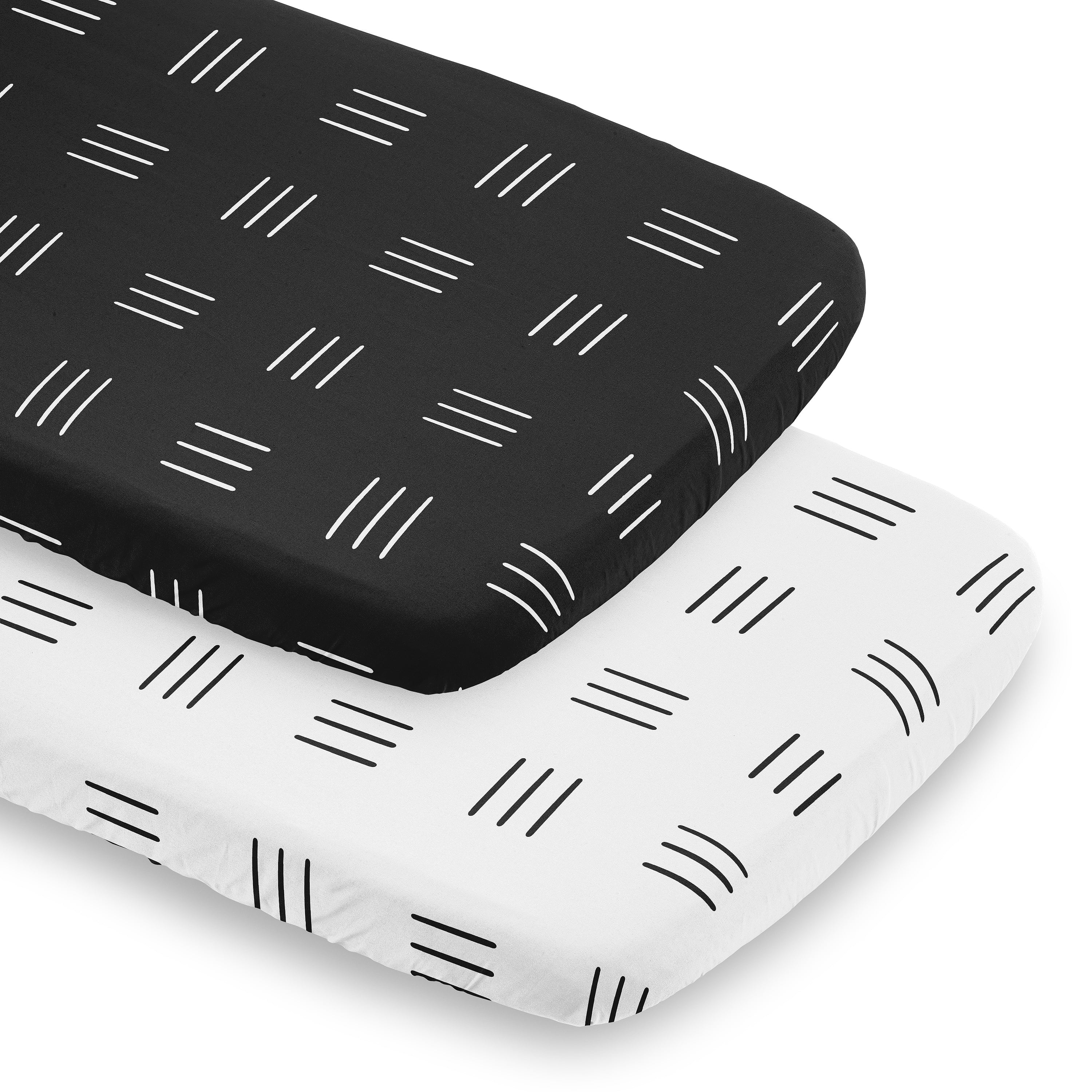 Sweet Jojo Designs Boho Hatch Black and White Baby Bassinet Fitted Sheets 2 Piece Set