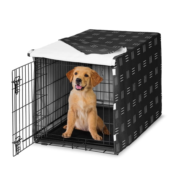 Sweet Jojo Designs Boho Hatch Black and White Dog Crate Kennel Cover 36in.