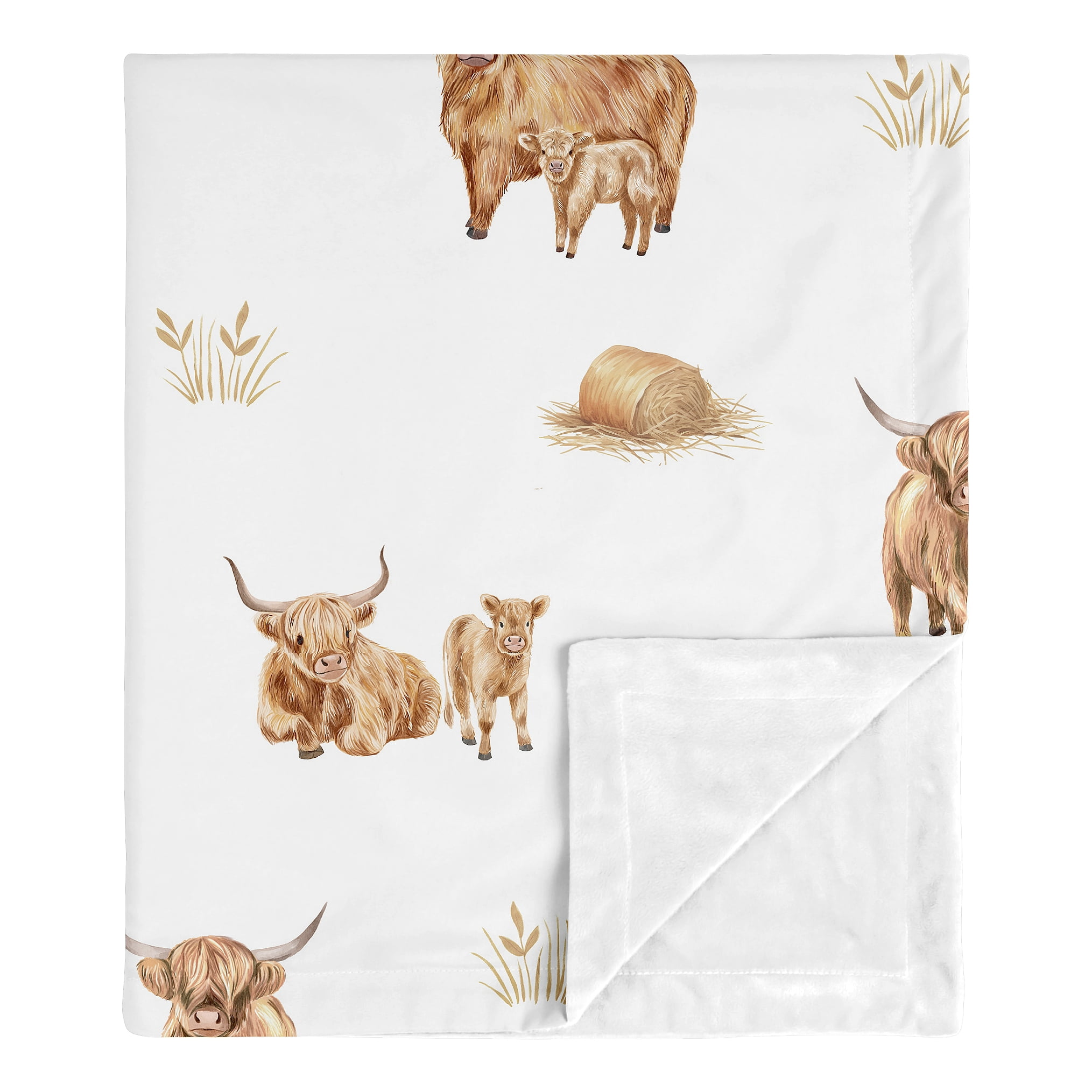Sweet Jojo Designs Boho Highland Cow Boy, Girl, Unisex/Gender Neutral Baby Receiving Security Blanket