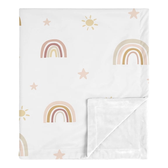 Sweet Jojo Designs Boho Rainbow Pink Yellow and White Baby Security Blanket