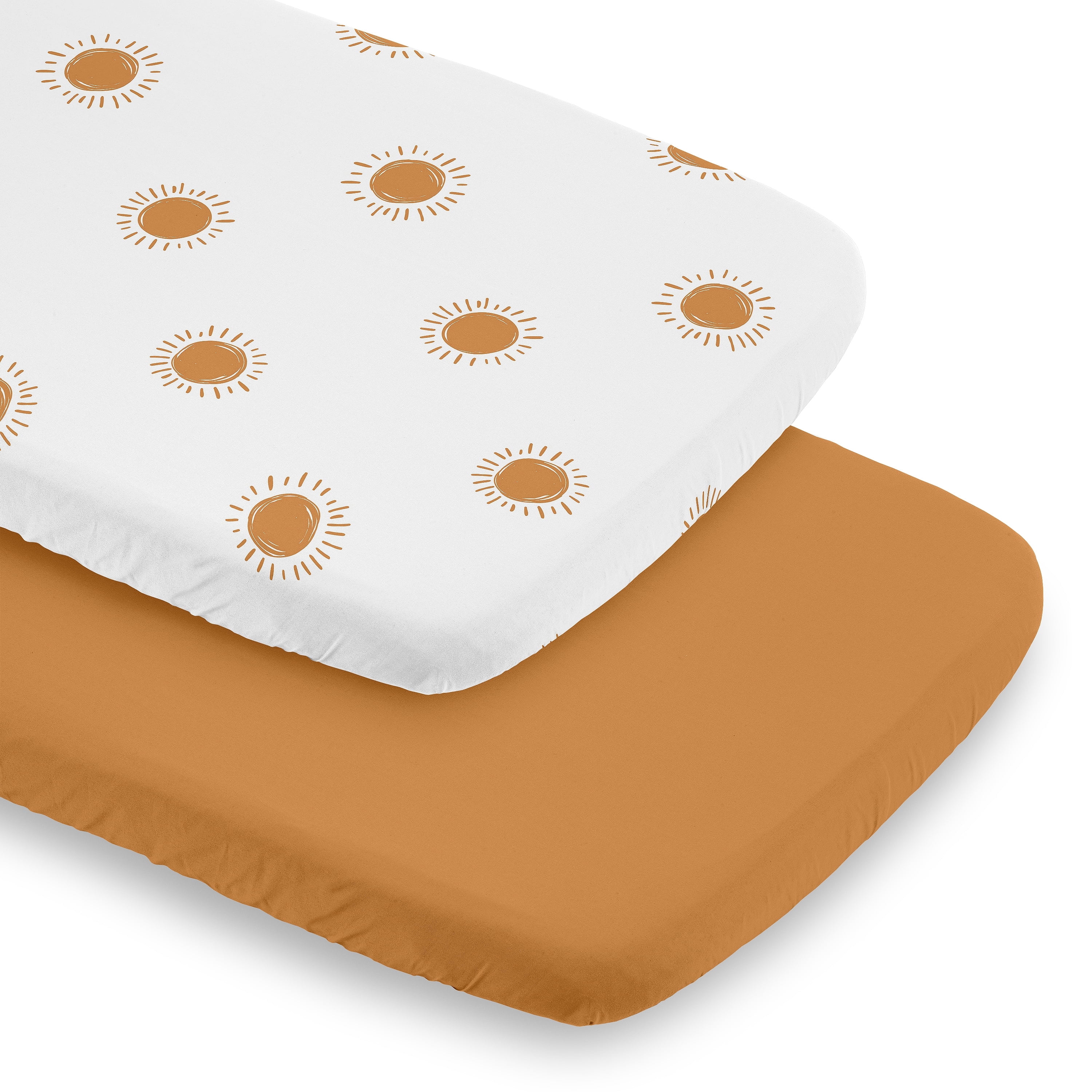 Sweet Jojo Designs Boho Sun Orange and White Baby Bassinet Fitted Sheets 2 Piece Set