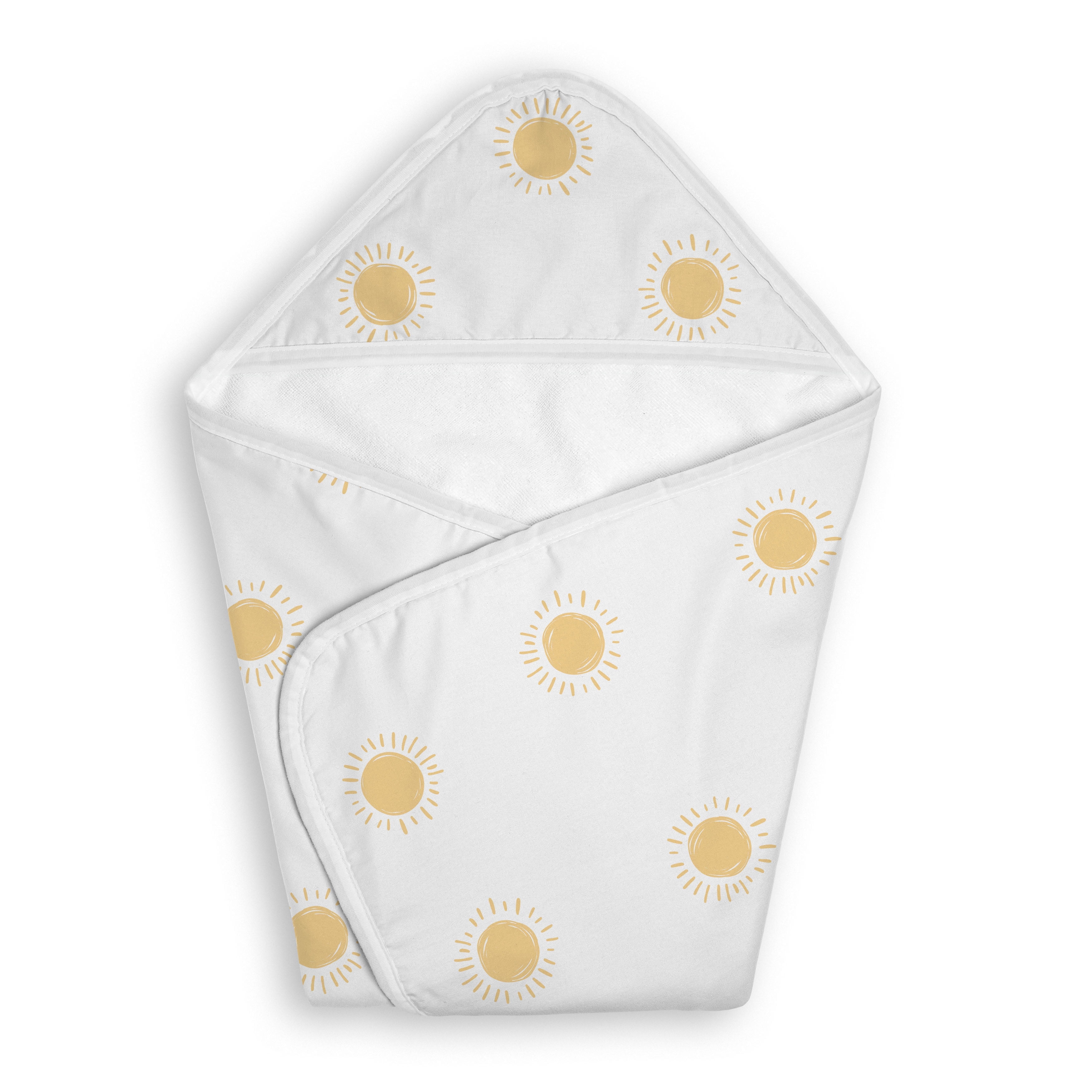 Sweet Jojo Designs Boho Sun White and Mustard Boy, Girl, Unisex/Gender Neutral Hooded Baby Towels - Toddler Bath Towel