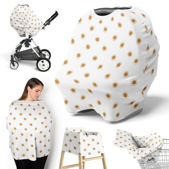 Sweet Jojo Designs Boho Sun White and Pumpkin Boy, Girl, Unisex/Gender Neutral Multi Use Baby Car Seat and Nursing Cover