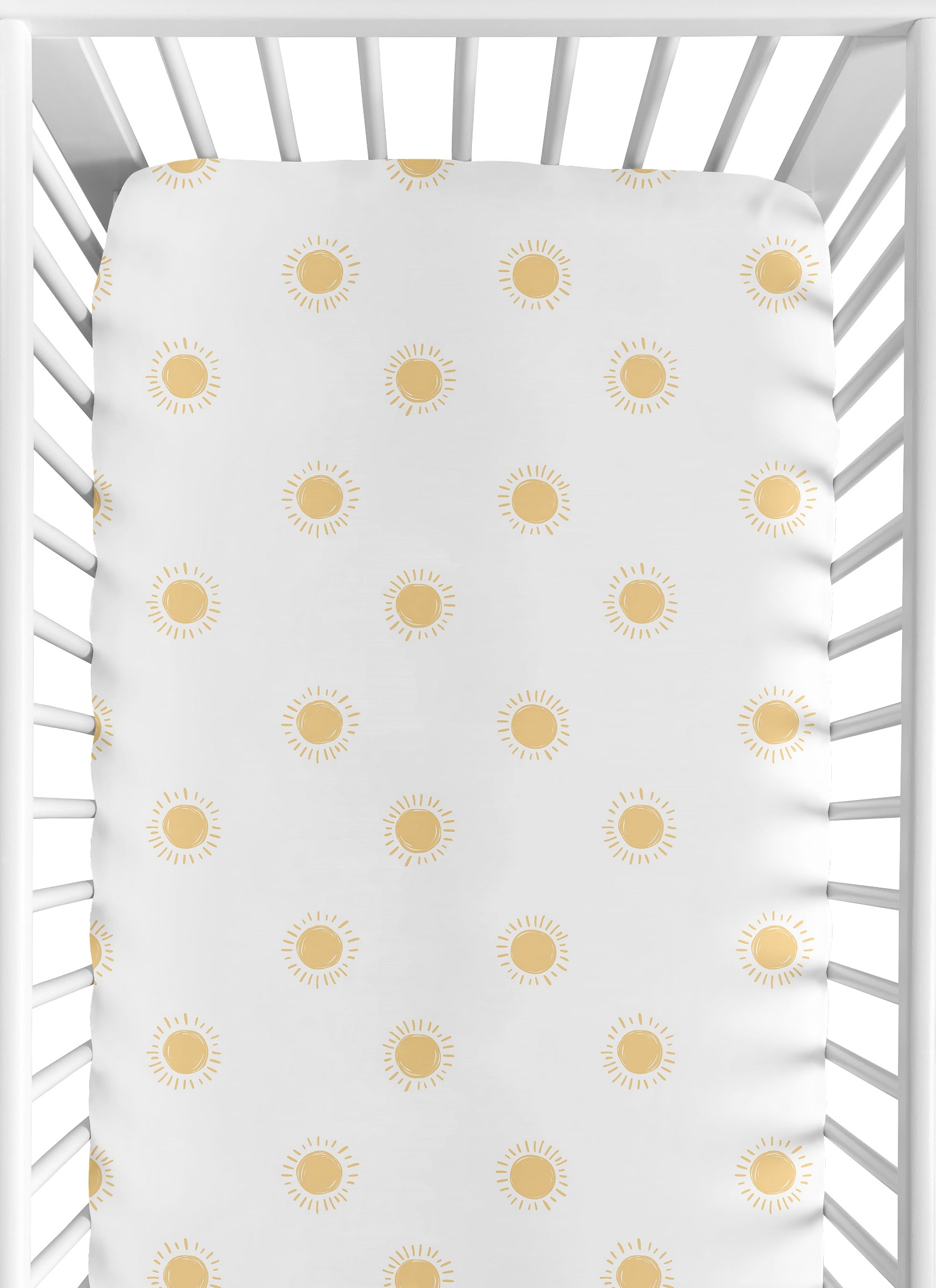 Sweet Jojo Designs Boho Sun Yellow and White Fitted Crib Sheet