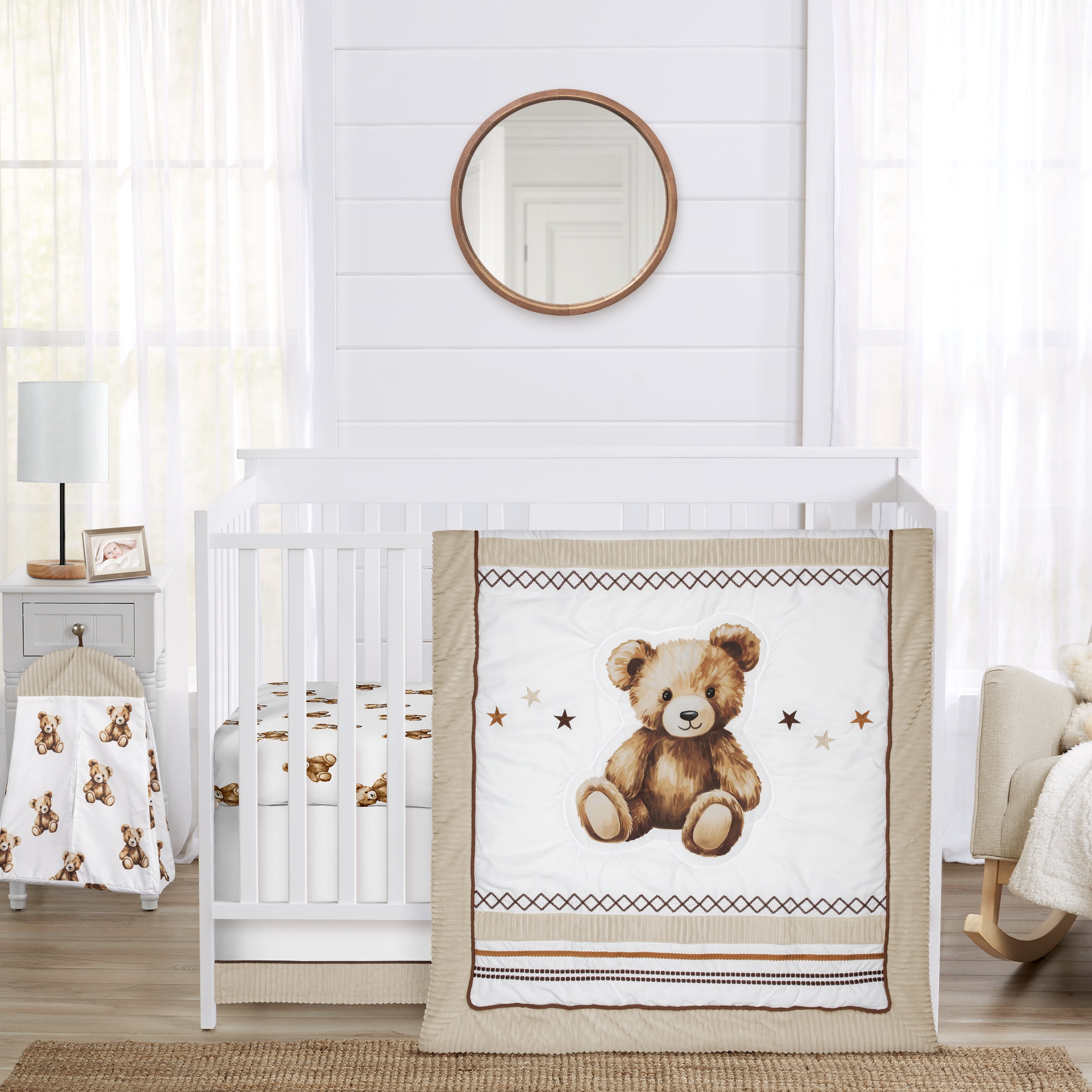 Sweet Jojo Designs Boho Teddy Bear Boy, Girl, Unisex/Gender Neutral Crib Bedding Set 4 Piece