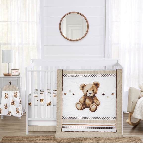 Sweet Jojo Designs Boho Teddy Bear Boy, Girl, Unisex/Gender Neutral Crib Bedding Set 4 Piece