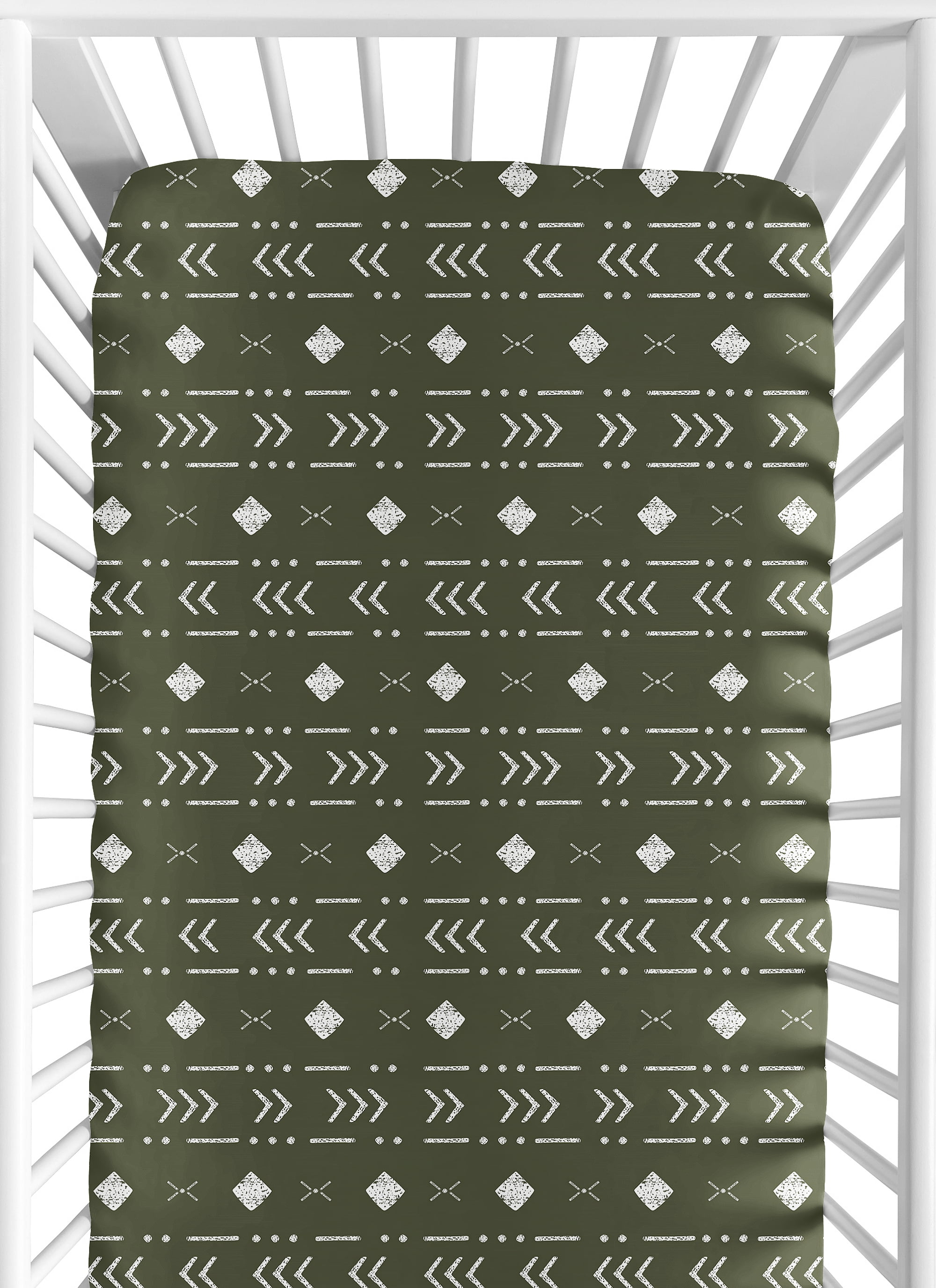 Sweet Jojo Designs Boho Tribal Crib Sheet, Hunter Green Microfiber, 180 ...