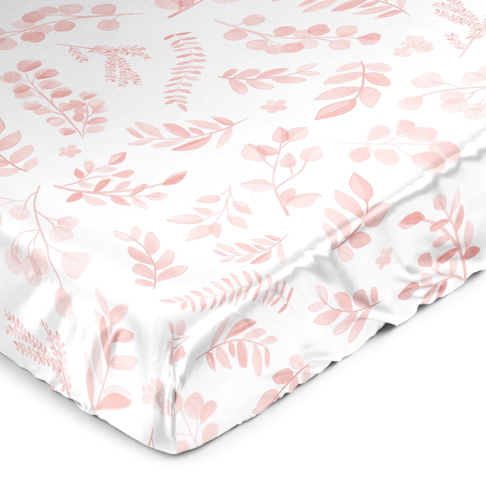 Sweet Jojo Designs Botanical Blush Pink Girl Satin Fitted Crib Sheet