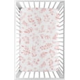 thumbnail image 1 of Sweet Jojo Designs Botanical Pink and White Mini Fitted Crib Sheet, 1 of 6