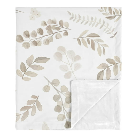Sweet Jojo Designs Botanical Taupe and White Baby Security Blanket