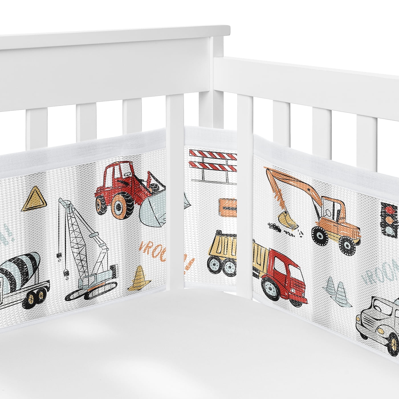 Sweet Jojo Designs + BreathableBaby Construction Truck Red Blue White Breathable Mesh Crib Liner Pad