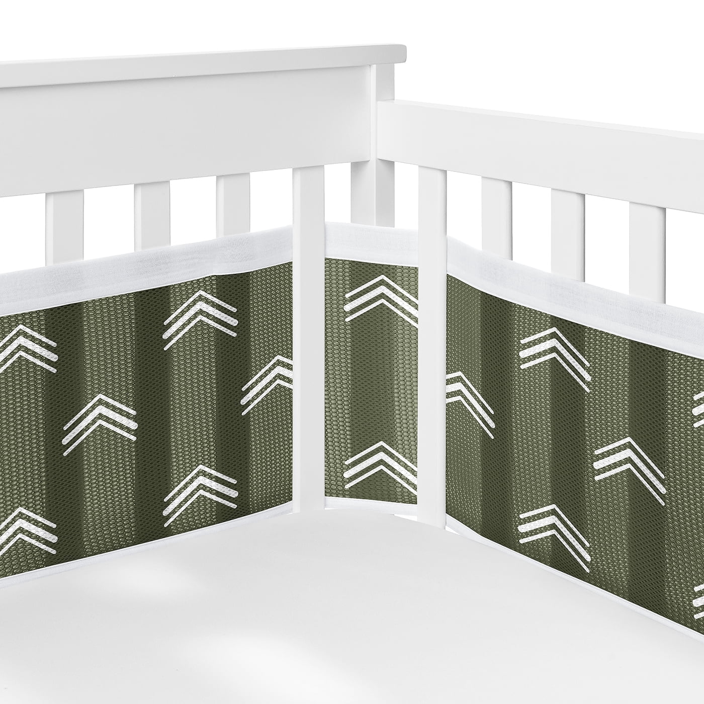 Sweet Jojo Designs + BreathableBaby Diamond Tuft Hunter Green Boy, Girl, Unisex/Gender Neutral Breathable Mesh Crib Liner