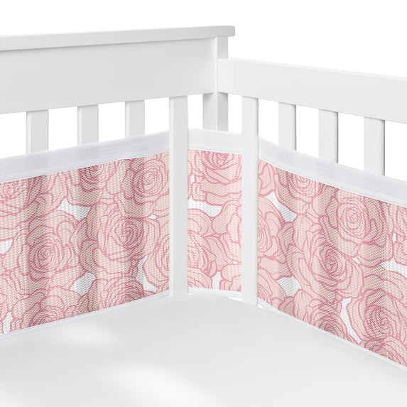 Sweet Jojo Designs + BreathableBaby Rose Blush Pink Breathable Mesh Crib Liner Pad