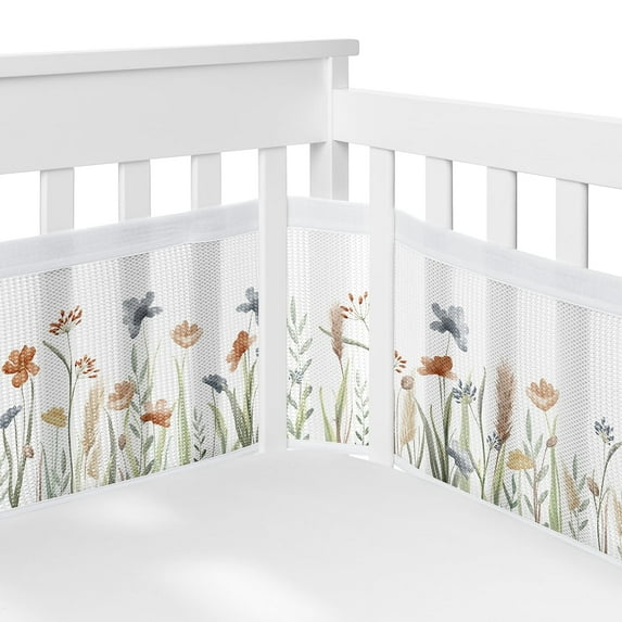 Sweet Jojo Designs + BreathableBaby Watercolor Floral Garden Sage Green Girl Breathable Mesh Crib Liner