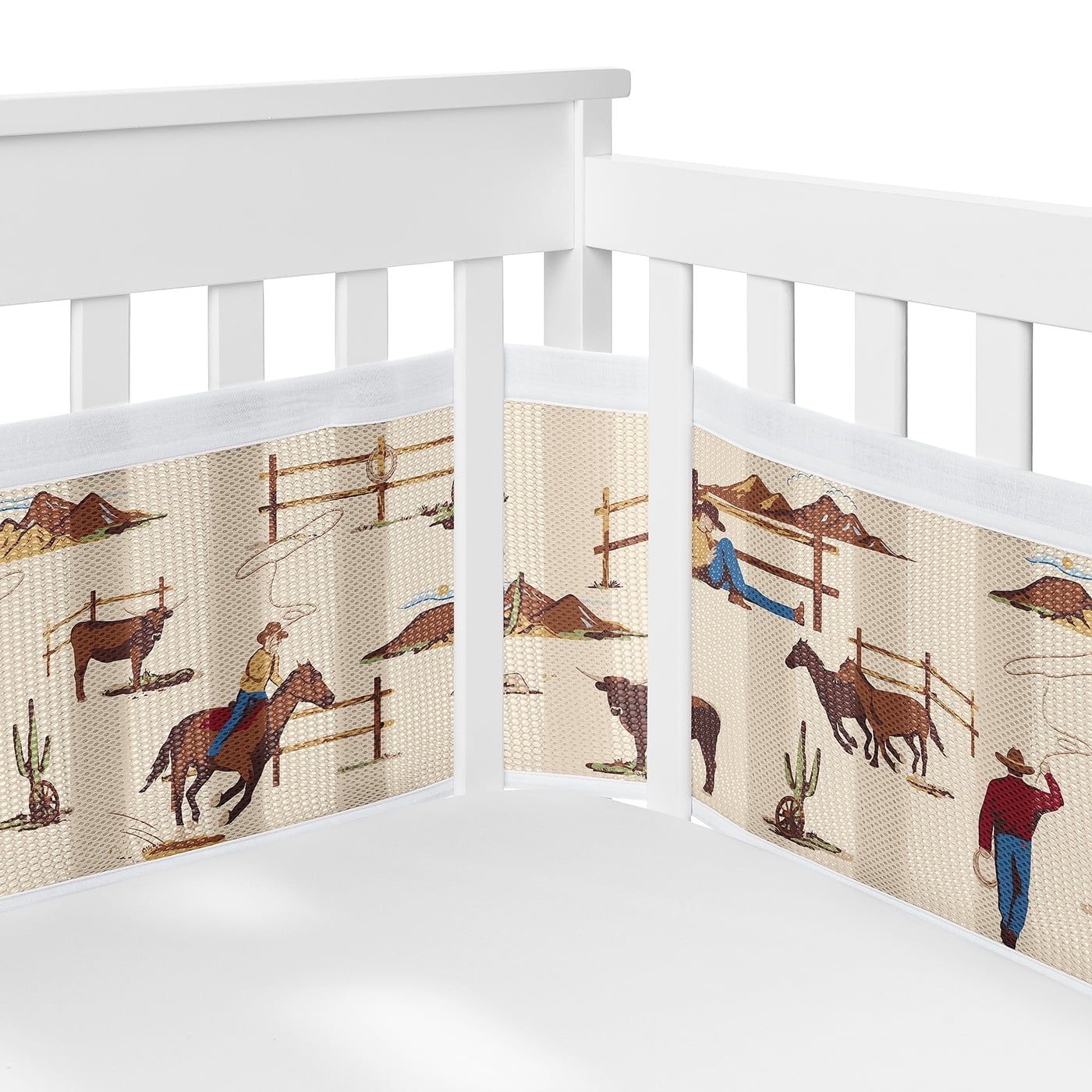Sweet Jojo Designs + BreathableBaby Wild West Cowboy Brown Red Blue Breathable Mesh Crib Liner Pad