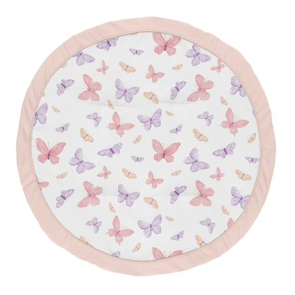 Sweet Jojo Designs Butterfly Blush Pink and Purple Girl Baby Tummy Time Play Mat