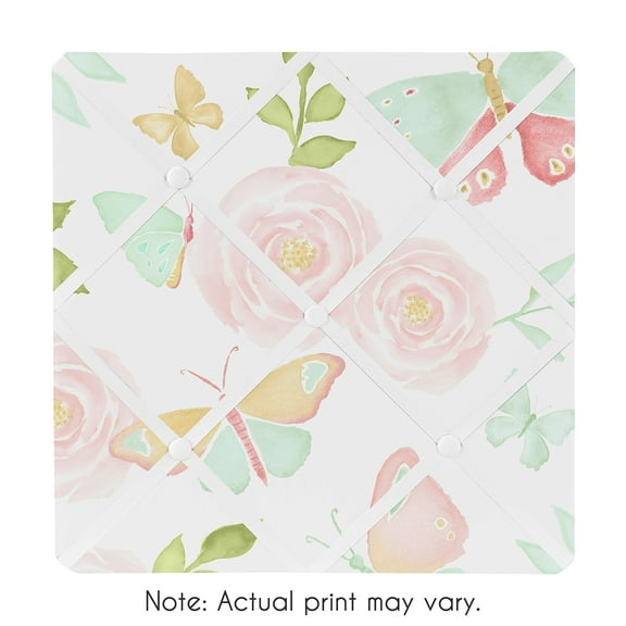 Sweet Jojo Designs Butterfly Floral Pink Green and White Photo Memo Board