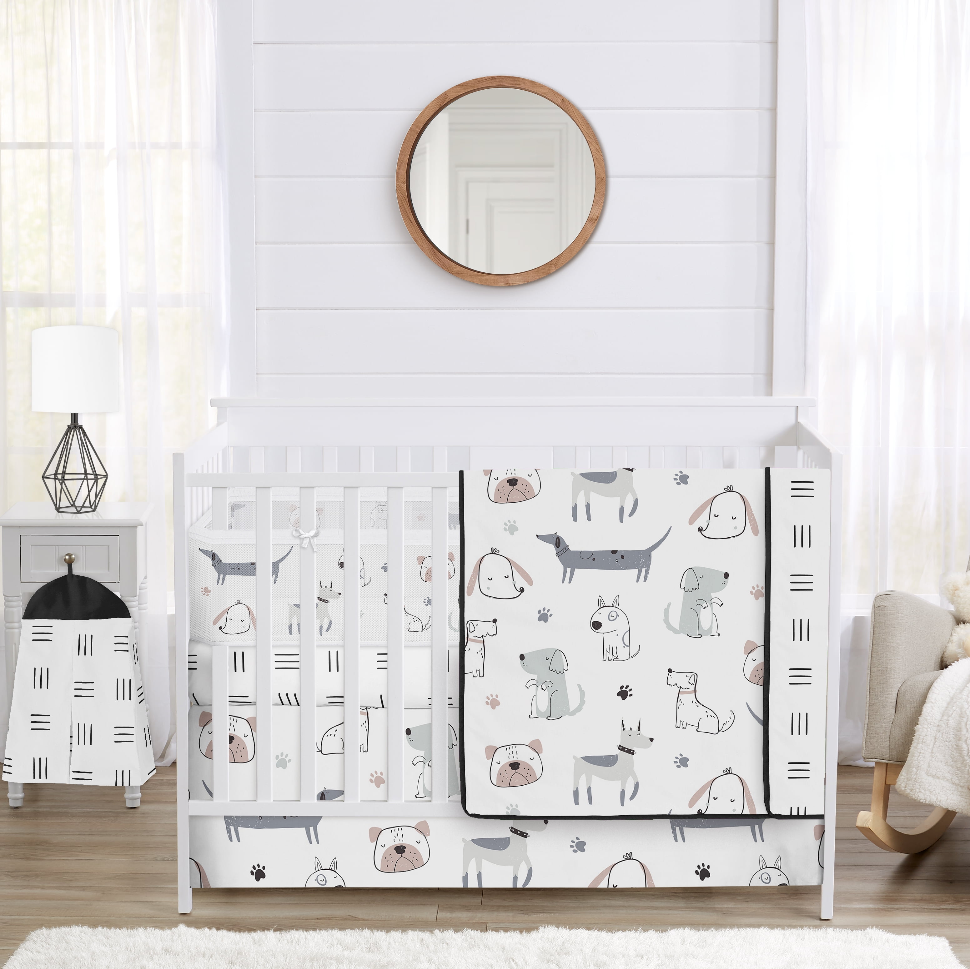 Sweet Jojo Designs Cartoon Puppy Boy, Girl, Unisex/Gender Neutral Crib Bedding + BreathableBaby Breathable Mesh Liner