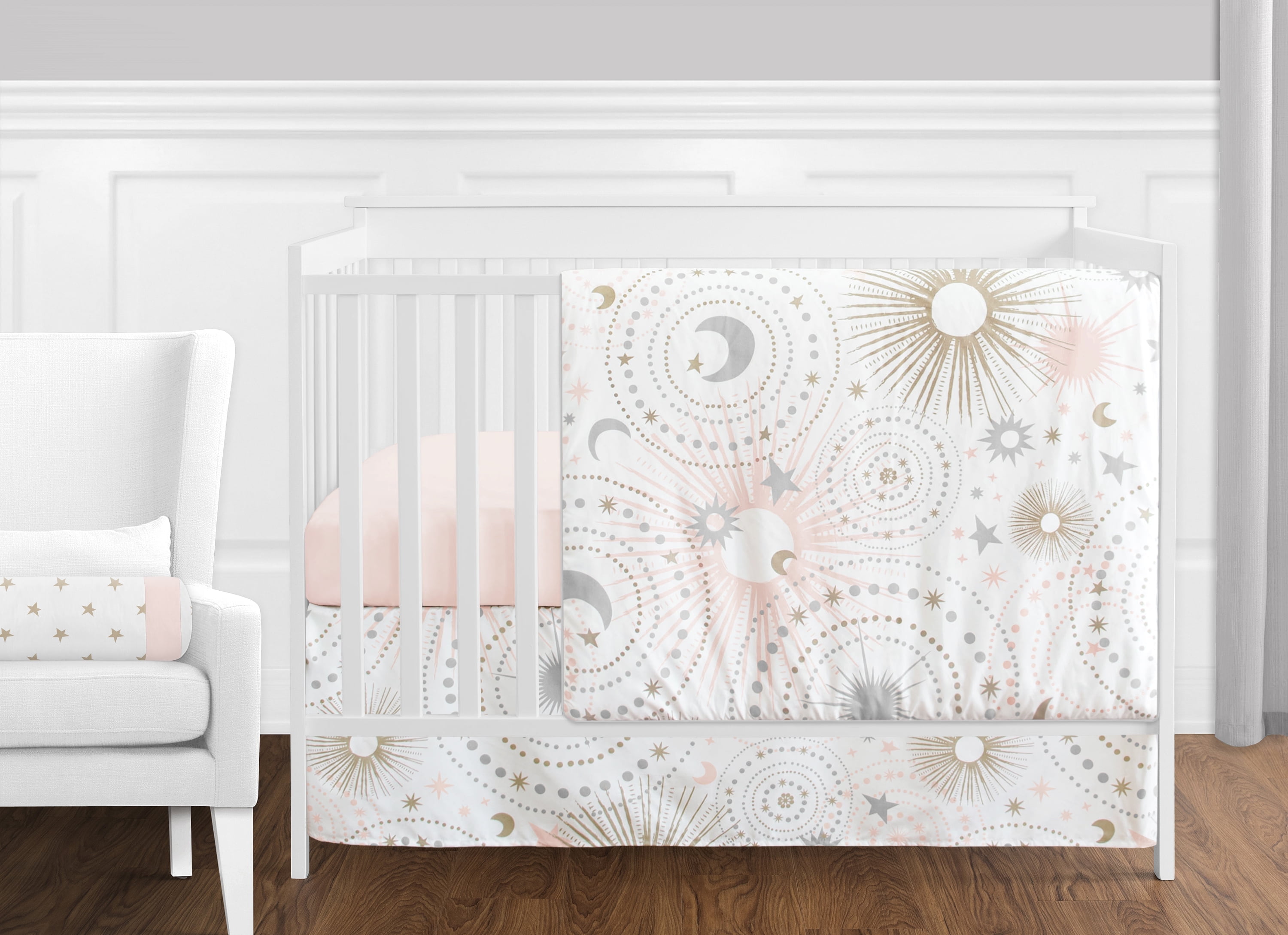 Sweet Jojo Designs Celestial Pink Gold and Grey 11 Piece Crib Bedding Set