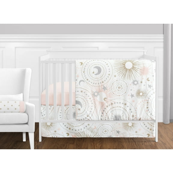 Sweet Jojo Designs Celestial Pink Gold and Grey 11 Piece Crib Bedding Set