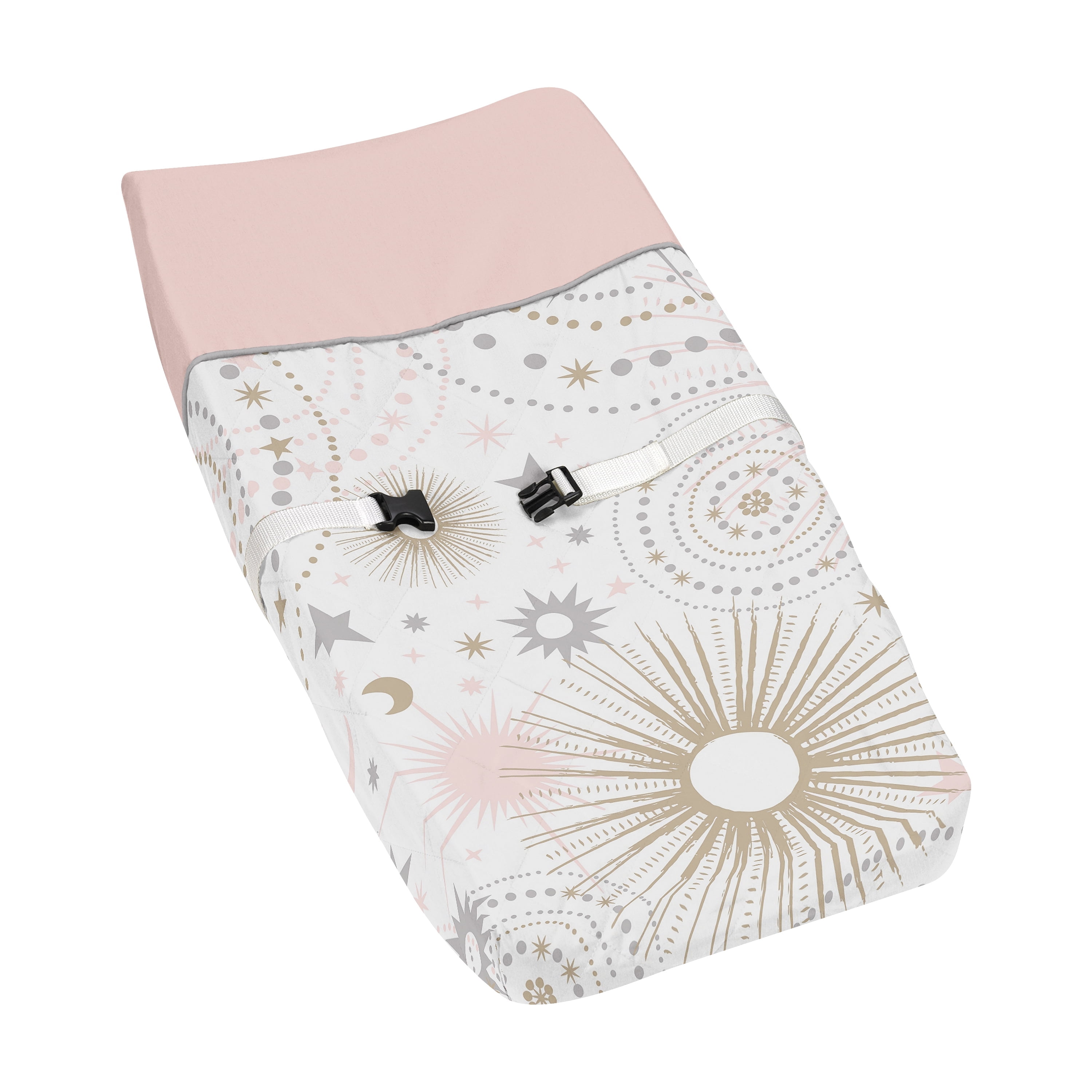 Sweet Jojo Designs Celestial Pink Grey and Gold Changing Pad Cover