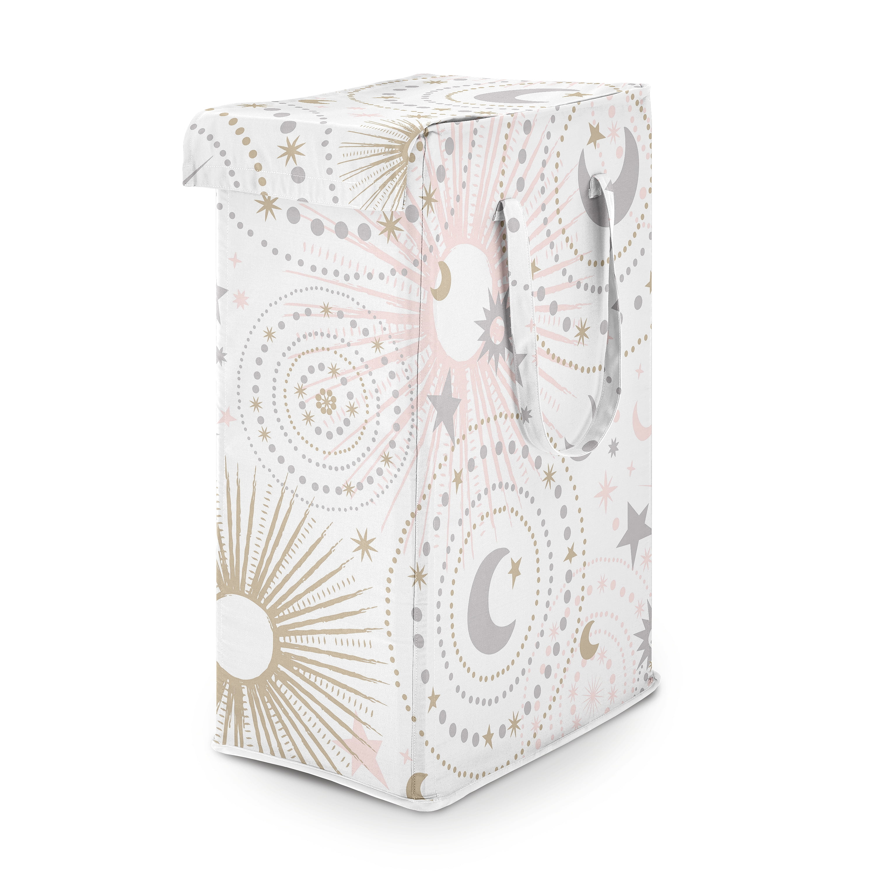 Sweet Jojo Designs Celestial Pink Grey and Gold Foldable Laundry Hamper with Handles