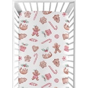 Sweet Jojo Designs Christmas Holiday Gingerbread Boy, Girl, Unisex/Gender Neutral Fitted Crib Sheet