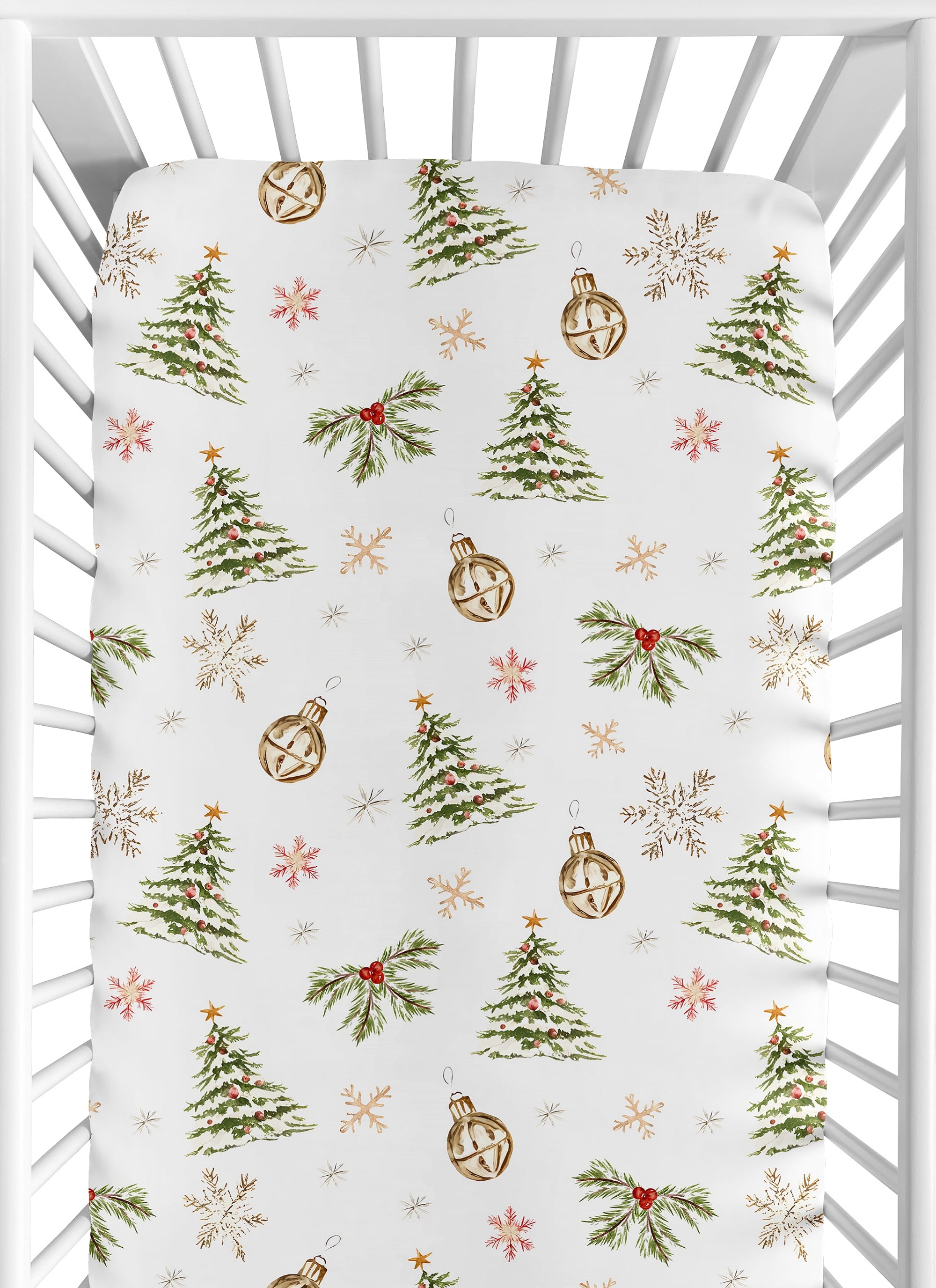 Sweet Jojo Designs Christmas Holiday Pine Trees Boy, Girl, Unisex/Gender Neutral Fitted Crib Sheet