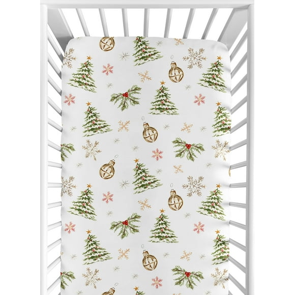 Sweet Jojo Designs Christmas Holiday Pine Trees Boy, Girl, Unisex/Gender Neutral Fitted Crib Sheet