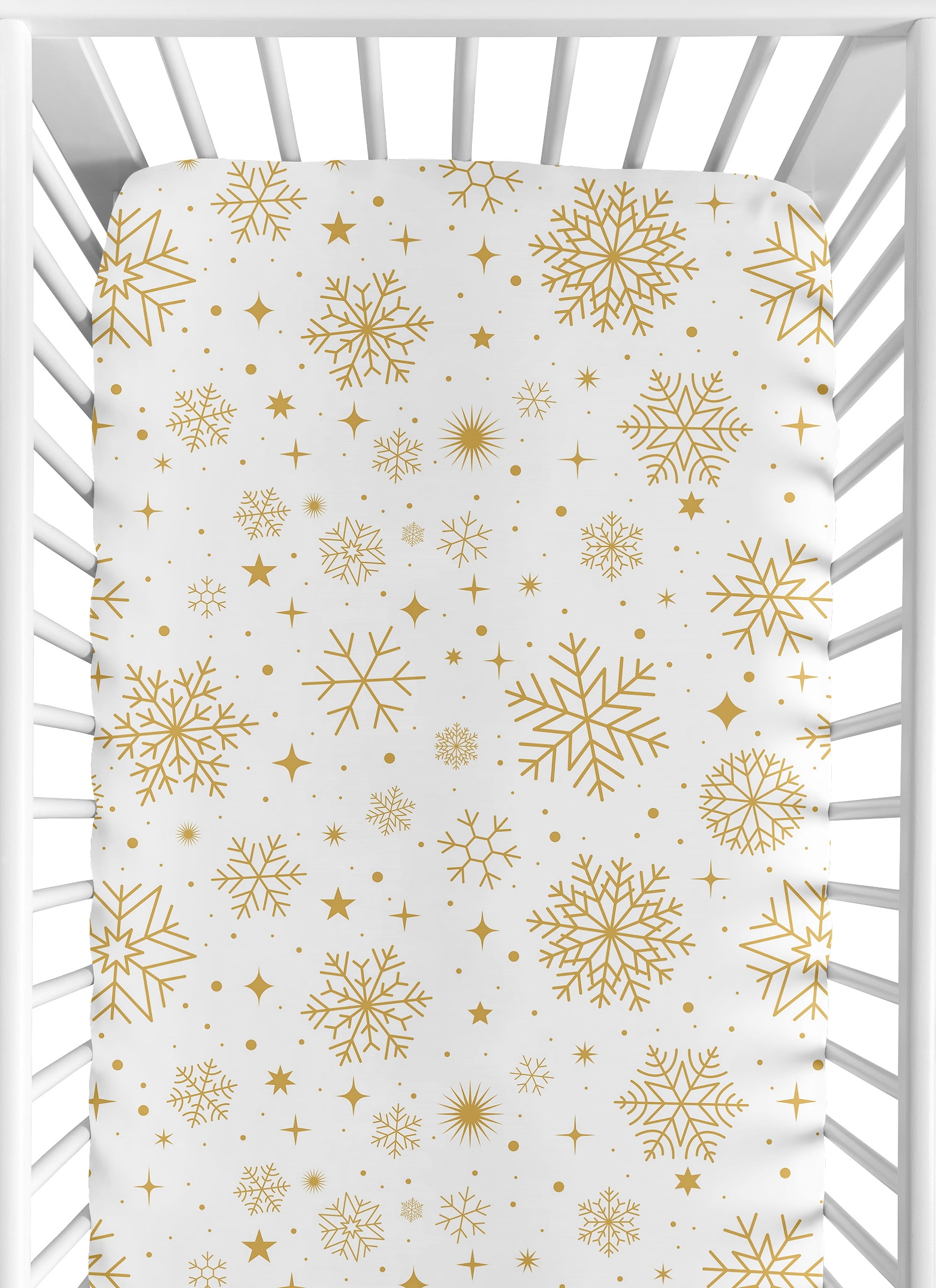 Sweet Jojo Designs Christmas Snowflakes Holiday Boy, Girl, Unisex/Gender Neutral Fitted Crib Sheet