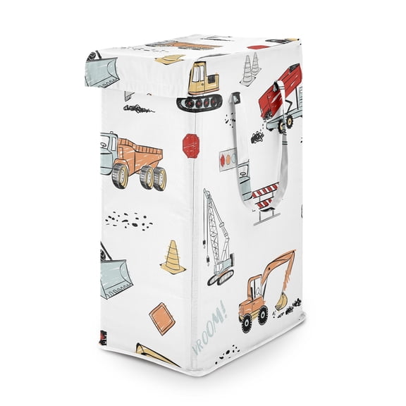 Sweet Jojo Designs Construction Truck Boy Foldable Laundry Hamper with Handles