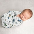 thumbnail image 1 of Sweet Jojo Designs Construction Truck Green Blue and White Swaddle Blanket, 1 of 6