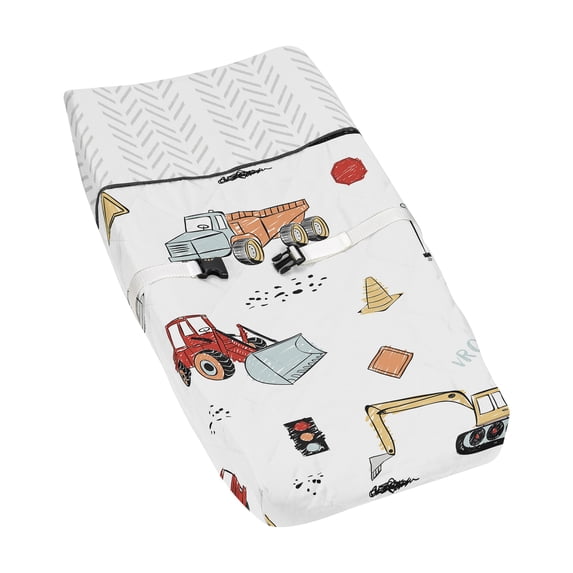 Sweet Jojo Designs Construction Truck Red Blue and Grey Changing Pad Cover