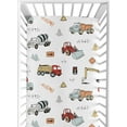 thumbnail image 1 of Sweet Jojo Designs Construction Truck Red Blue and Grey Fitted Crib Sheet, 1 of 6