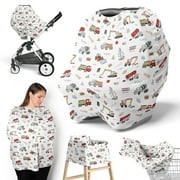 Sweet Jojo Designs Construction Truck Red Blue and Grey Multi Use Baby Car Seat and Nursing Cover