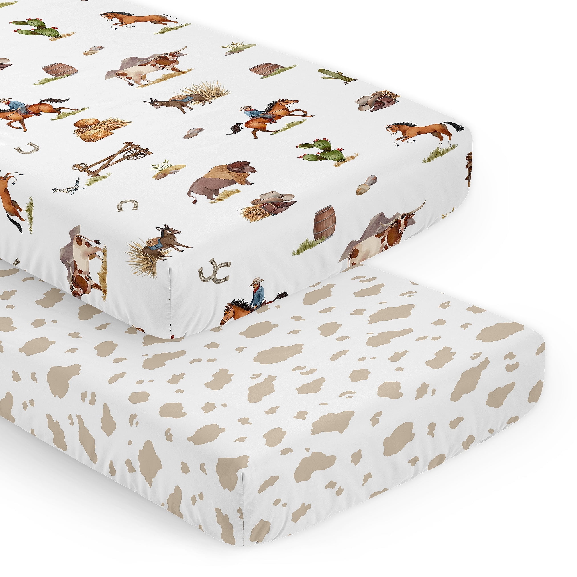 Sweet Jojo Designs Country Western Taupe Brown and Cream Fitted Crib Sheets 2 Piece Set