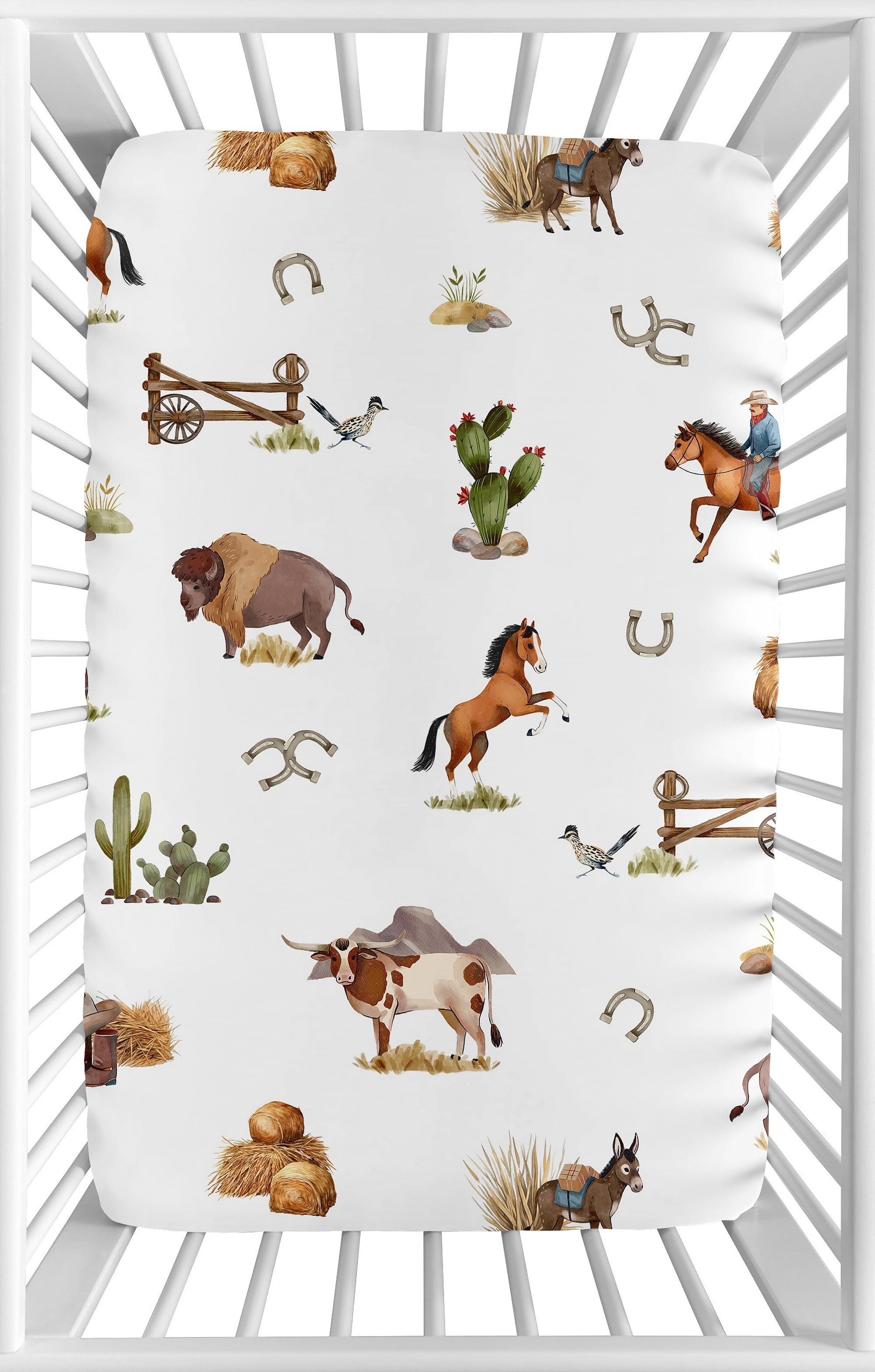 Sweet Jojo Designs Country Western Taupe Brown and Cream Mini Fitted Crib Sheet