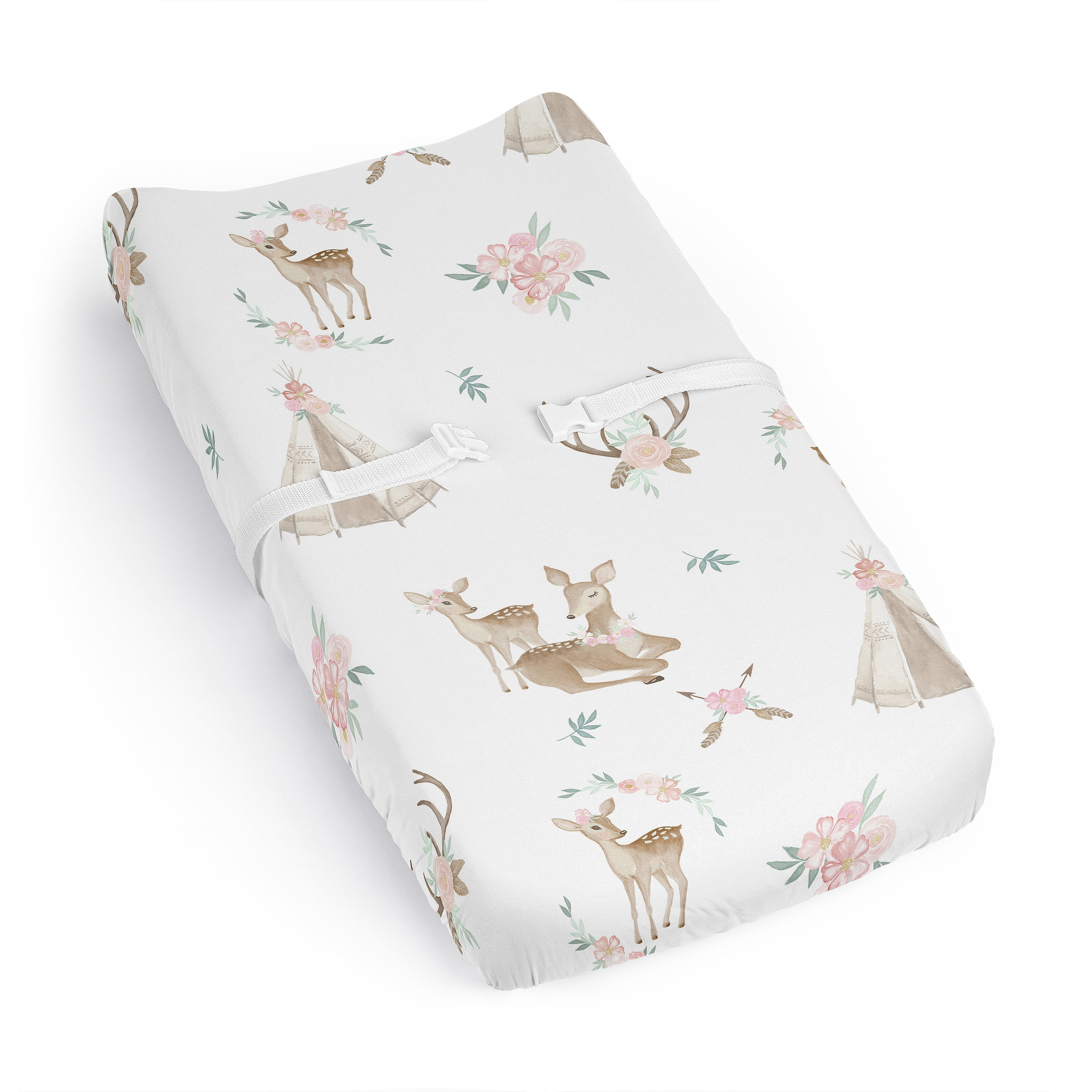 Sweet Jojo Designs Deer Floral Girl Changing Pad Cover Sheet
