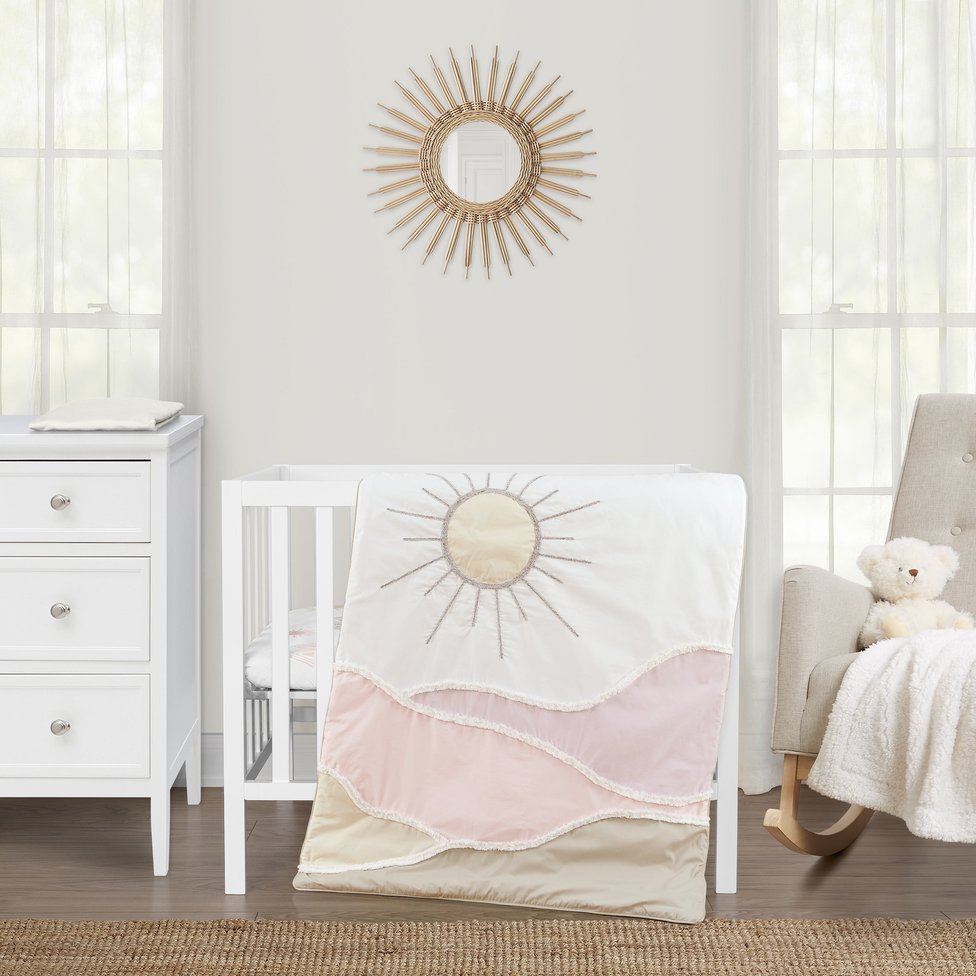 Sweet Jojo Designs Desert Sun Pink and Gold 3 Piece Mini Crib Bedding Set